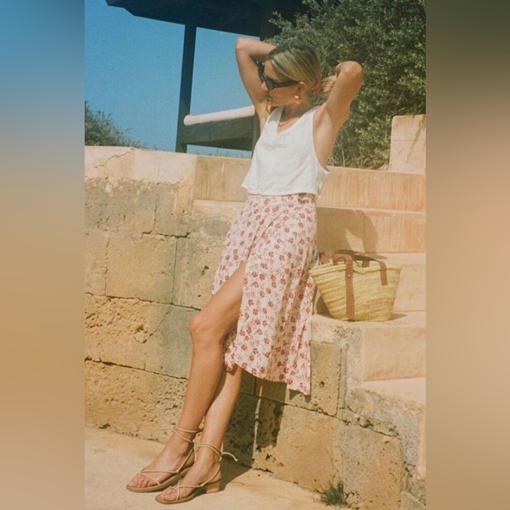 Faithful The Brand x Anthropologie Rose Wrap Skirt, Size  10